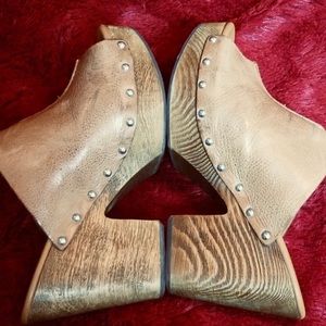 Leather Studded Clog Mule Sandals